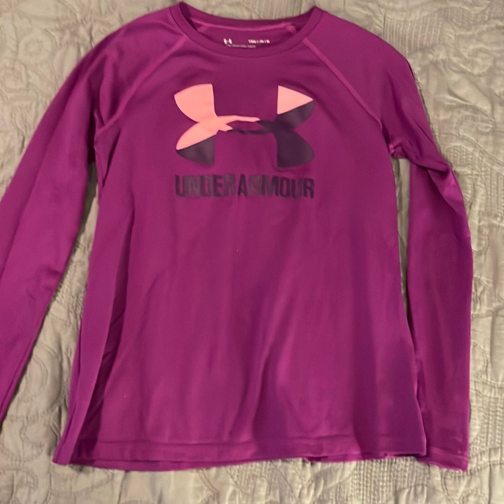 Under Armour YM Purple Athletic Tee